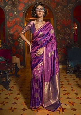 Purple Woven Silk Sarees