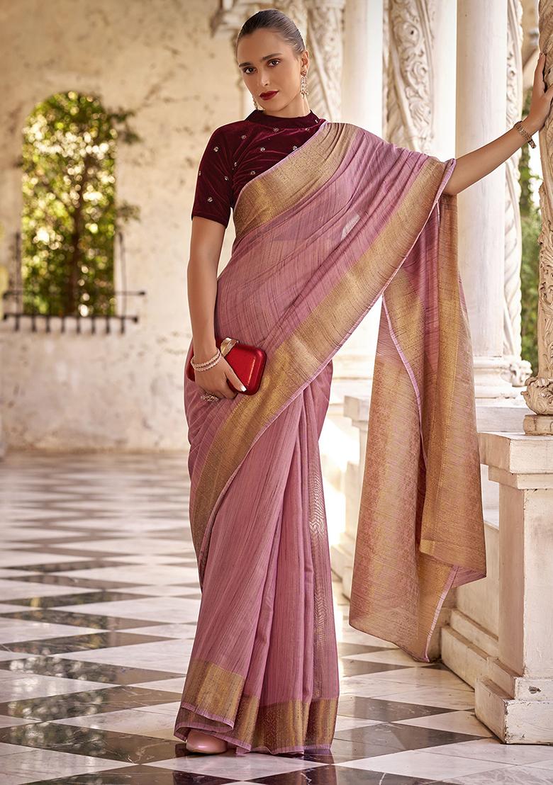 Purple Zari Weaving Tissue Silk Sarees