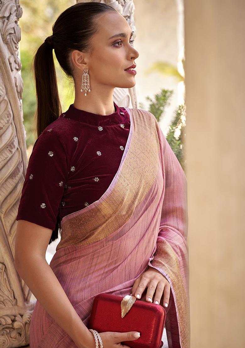 Purple Zari Weaving Tissue Silk Sarees