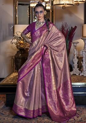 Purple Woven Tissue Silk Sarees
