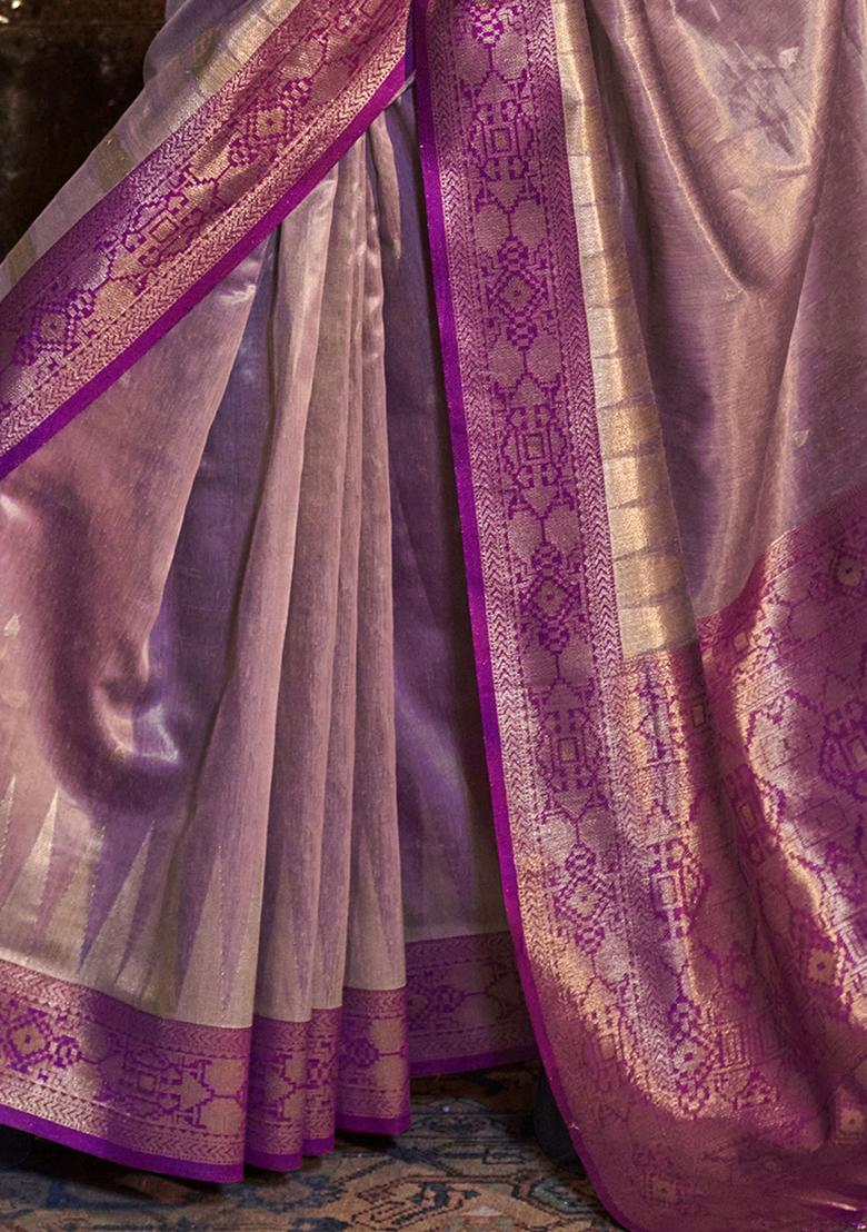 Purple Woven Tissue Silk Sarees