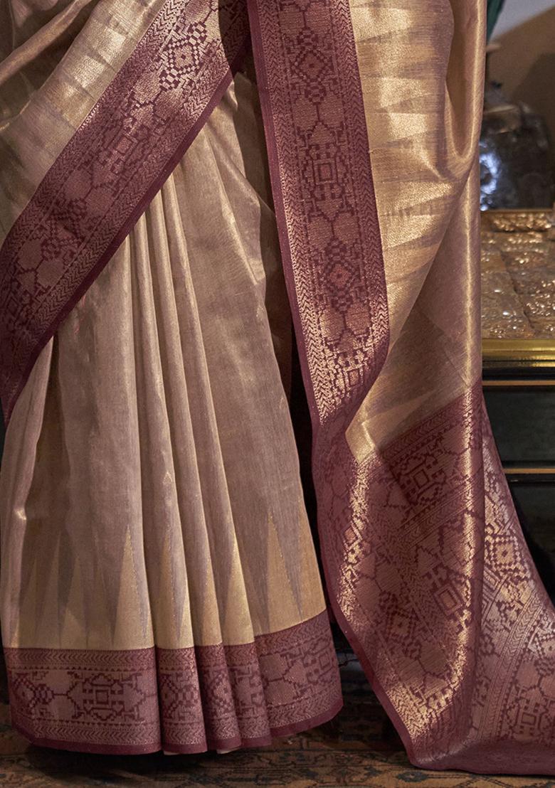 Brown Woven Tissue Silk Sarees