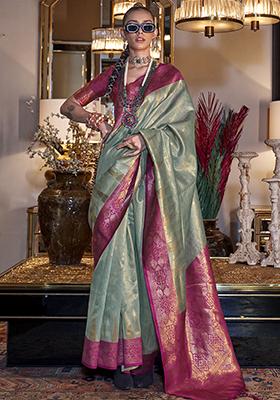 Green Woven Tissue Silk Sarees