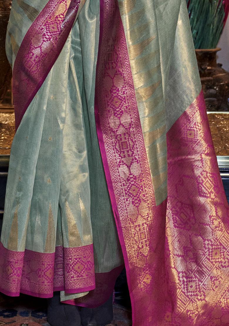 Green Woven Tissue Silk Sarees