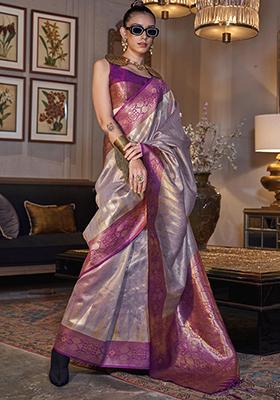 Lavender Woven Tissue Silk Sarees