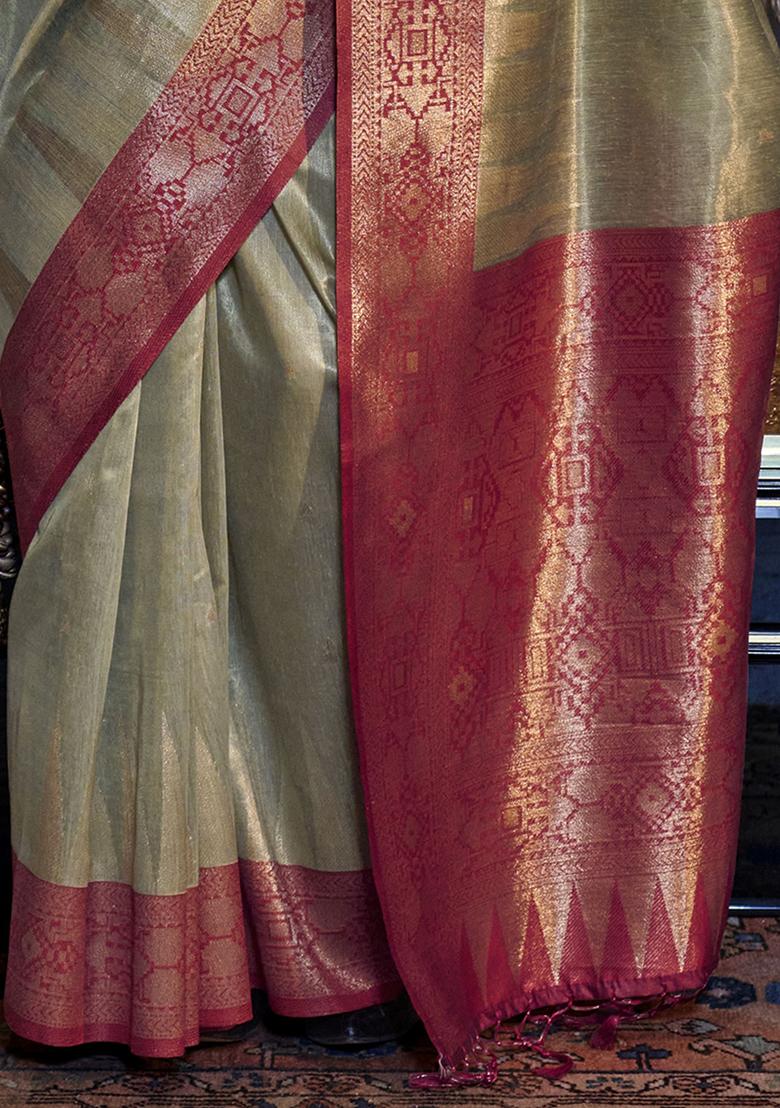 Green Woven Tissue Silk Sarees