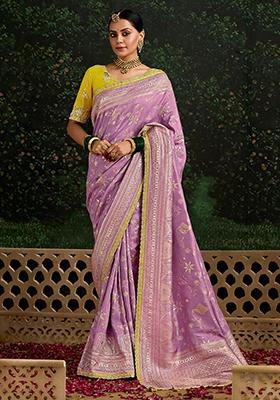 Purple Zari Weaving Silk Sarees