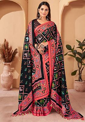 Black Printed Pashmina Sarees