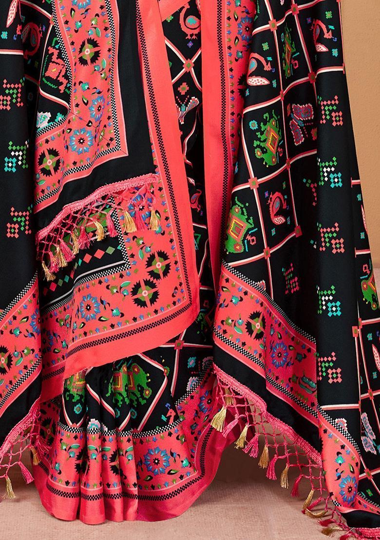 Black Printed Pashmina Sarees