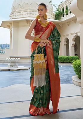 Green Zari Weaving Banarasi Silk  Sarees