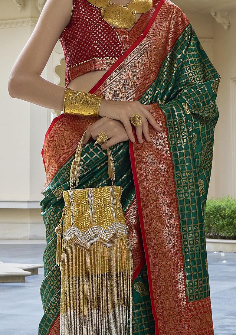 Green Zari Weaving Banarasi Silk  Sarees