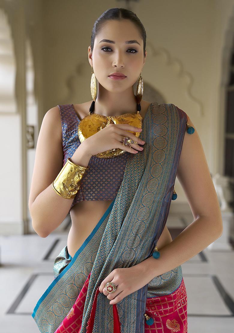 Pink Zari Weaving Banarasi Silk  Sarees