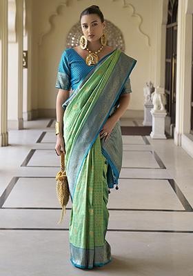 Green Zari Weaving Banarasi Silk  Sarees