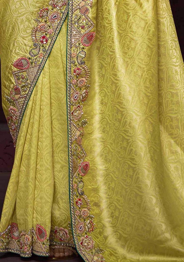Yellow Zari Weaving Silk Sarees
