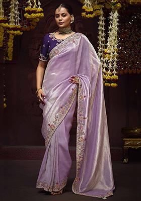 Lavender Zari Weaving KanjiVaram Silk Sarees