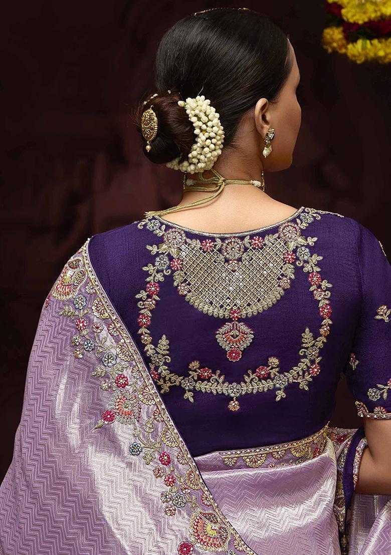 Lavender Zari Weaving KanjiVaram Silk Sarees