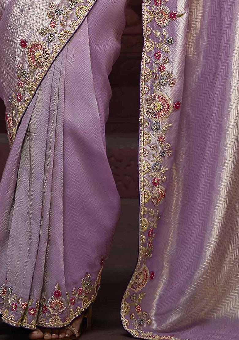 Lavender Zari Weaving KanjiVaram Silk Sarees