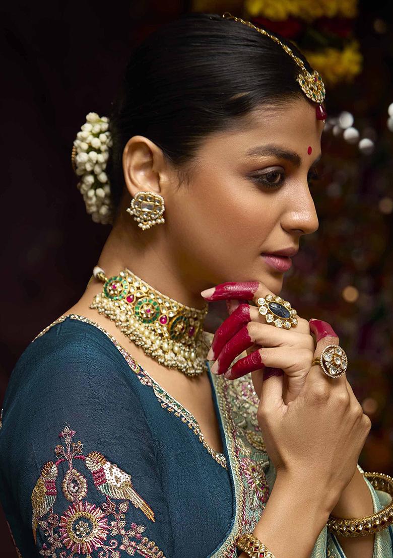 Sky Blue Zari Weaving Silk Sarees