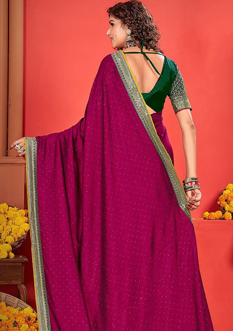 Purple Embroidered Silk Sarees