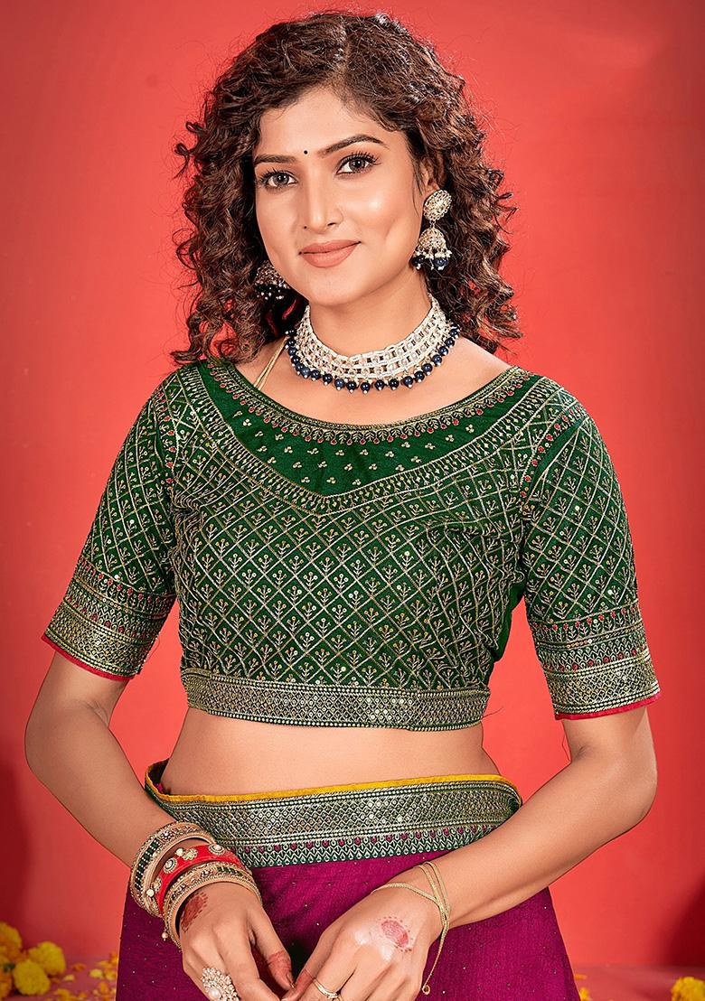 Purple Embroidered Silk Sarees