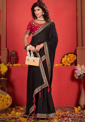 Black Lace Work Silk Sarees