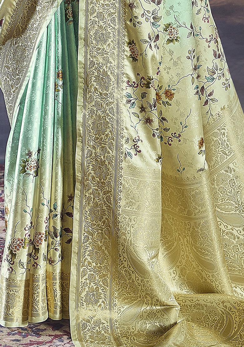 Green Zari Weaving Satin Sarees