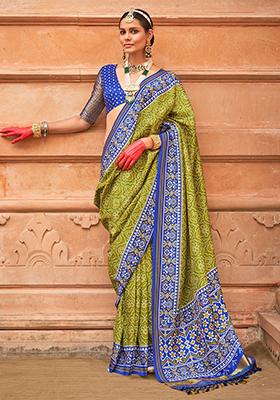 Green Printed Patola Sarees