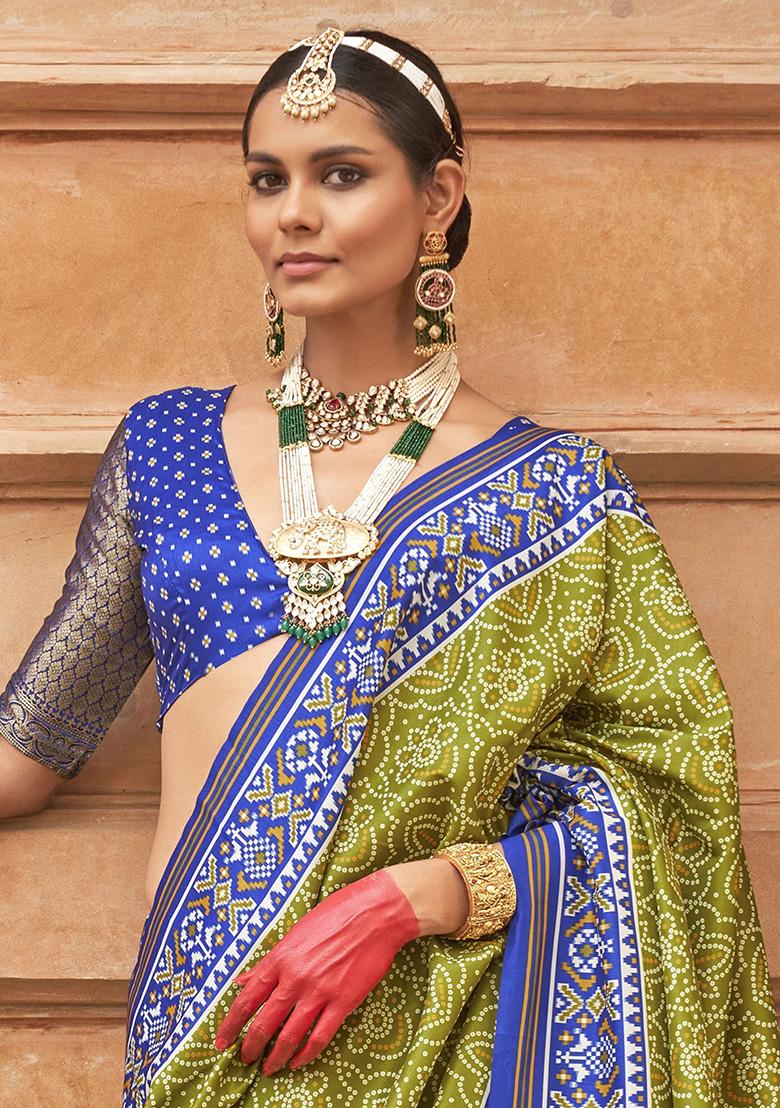 Green Printed Patola Sarees