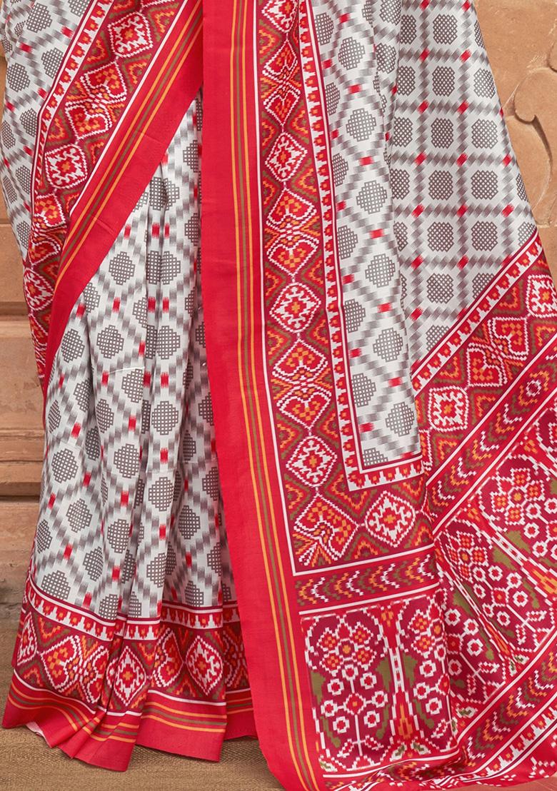 Grey Printed Patola Sarees