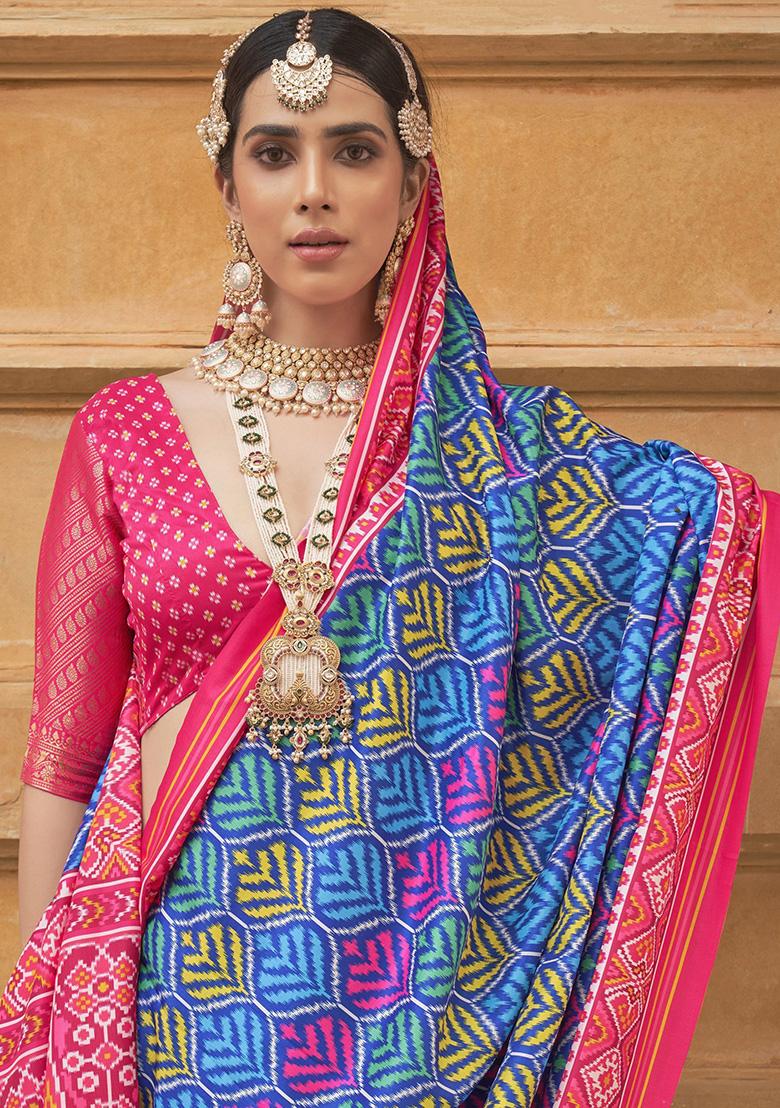 Blue Printed Patola Sarees