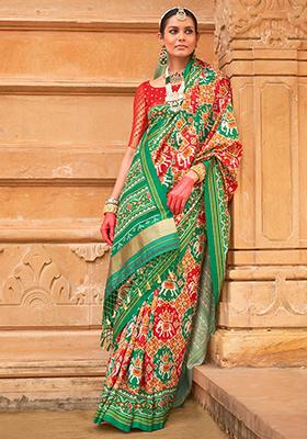 Green Printed Patola Sarees