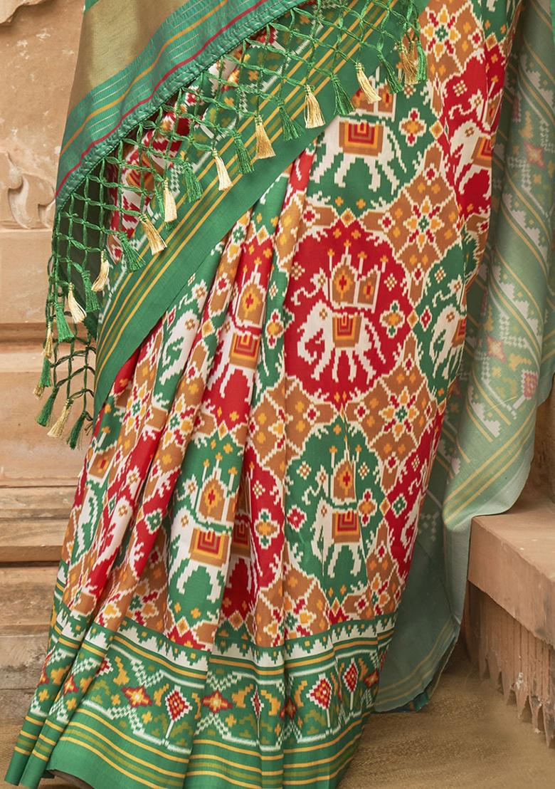 Green Printed Patola Sarees