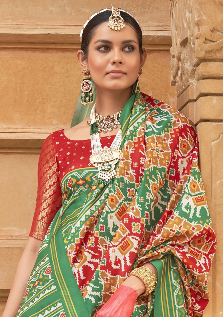 Green Printed Patola Sarees