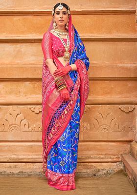Blue Printed Patola Sarees