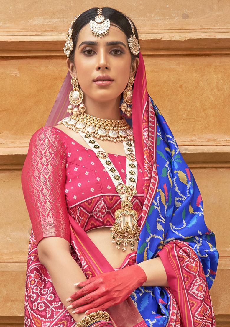 Blue Printed Patola Sarees