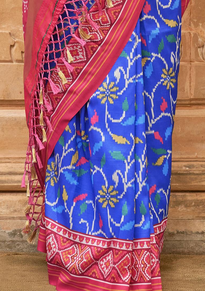 Blue Printed Patola Sarees