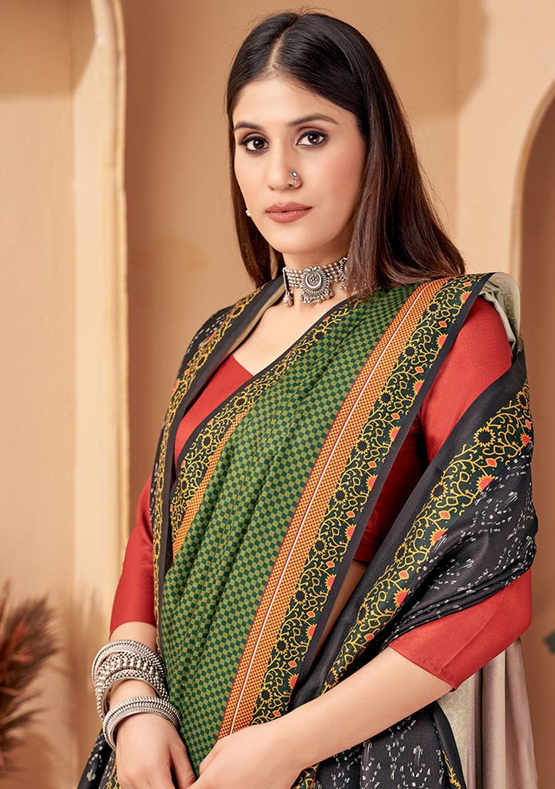 Multicolour Digital Print Pashmina Sarees