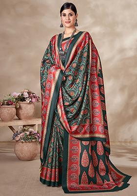 Multicolour Digital Print Pashmina Sarees