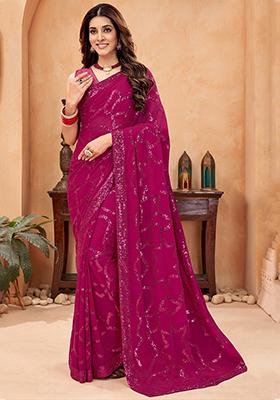 Green Sequin Embroidered Georgette Sarees