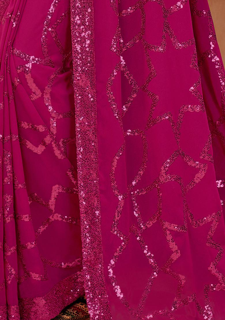 Green Sequin Embroidered Georgette Sarees