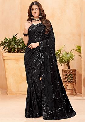 Black Sequin Embroidered Georgette Sarees