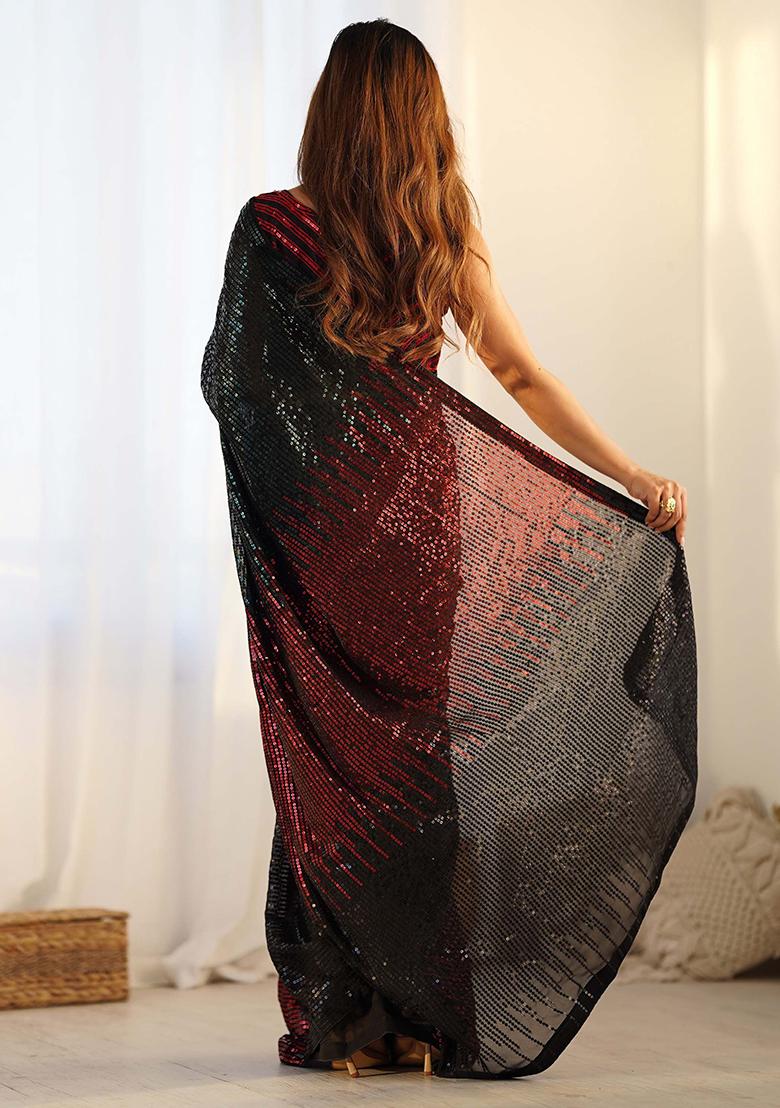 Black Sequin Embroidered Georgette Sarees