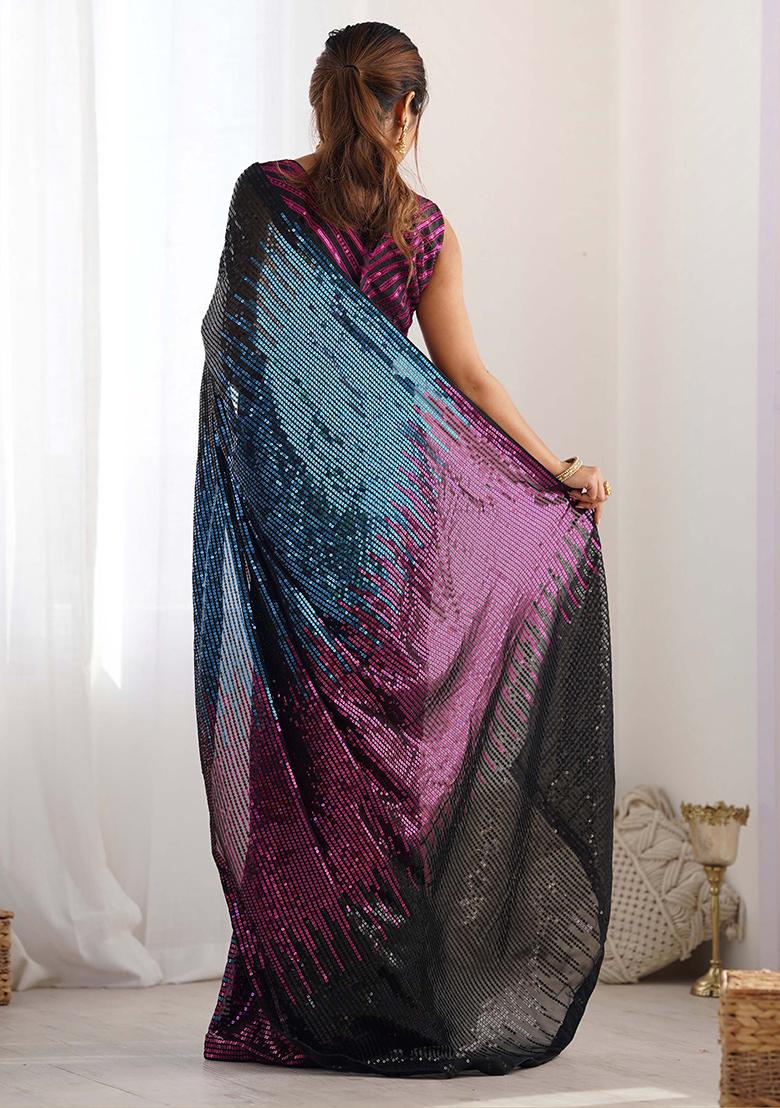 Black Sequin Embroidered Georgette Sarees