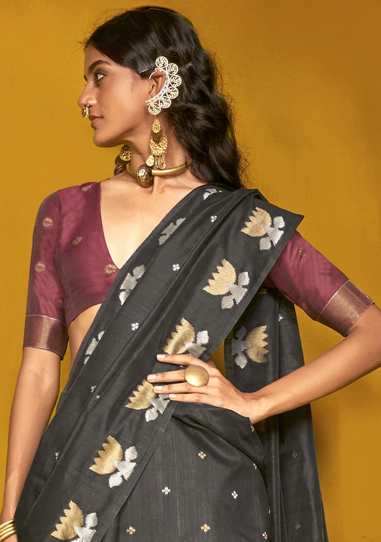 Black Zari Weaving Silk Sarees
