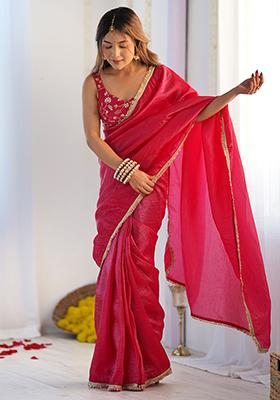 Pink Embroidered Tissue Silk Sarees