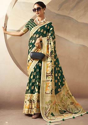Green Zari Weaving Georgette Sarees