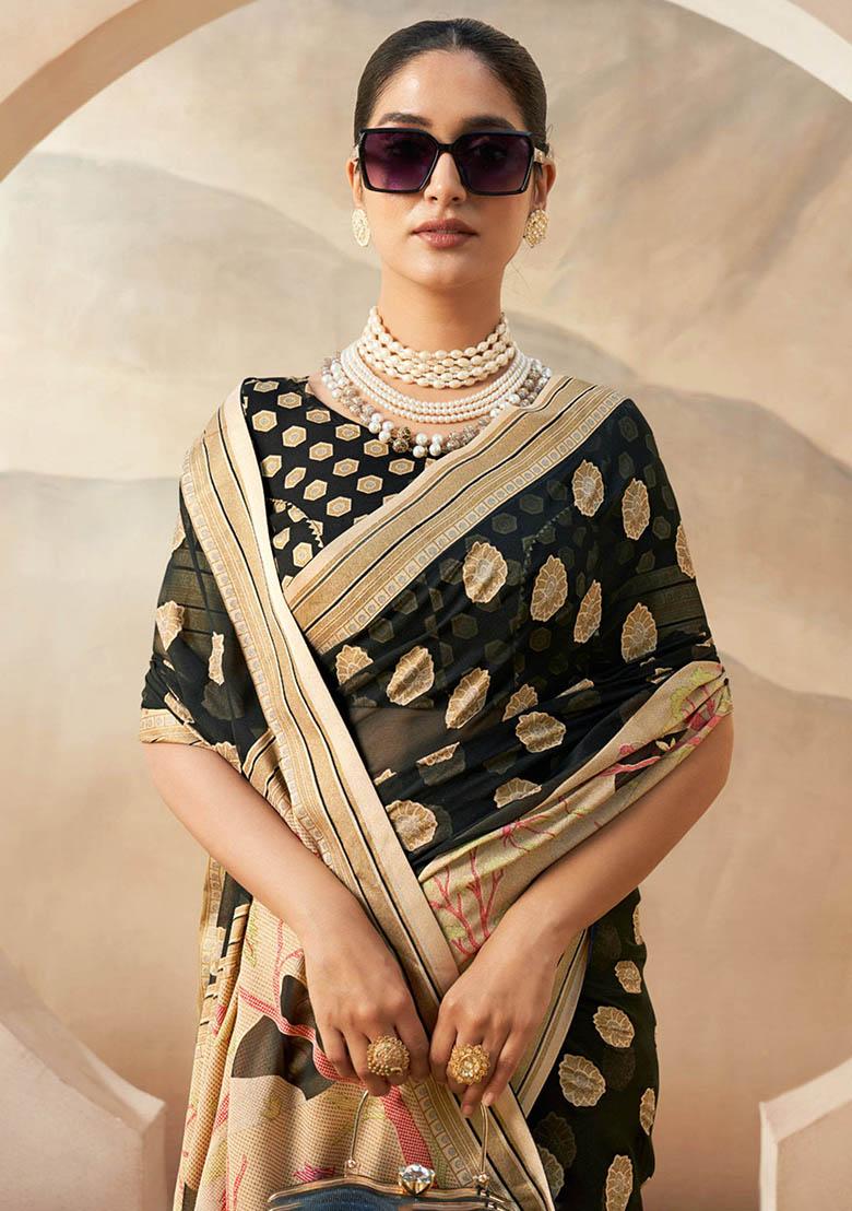 Black Embroidered Georgette Sarees