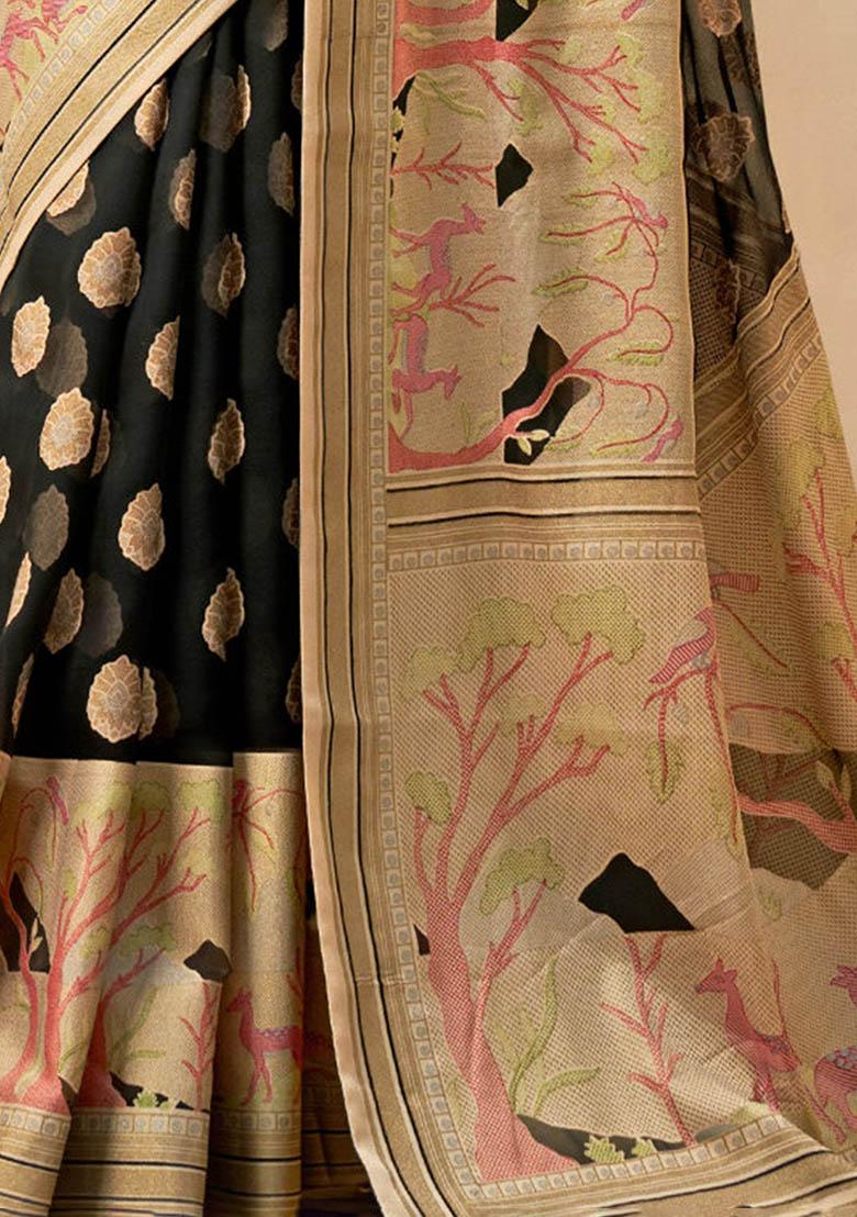 Black Embroidered Georgette Sarees