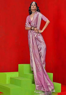 Purple Zari Weaving Silk Sarees