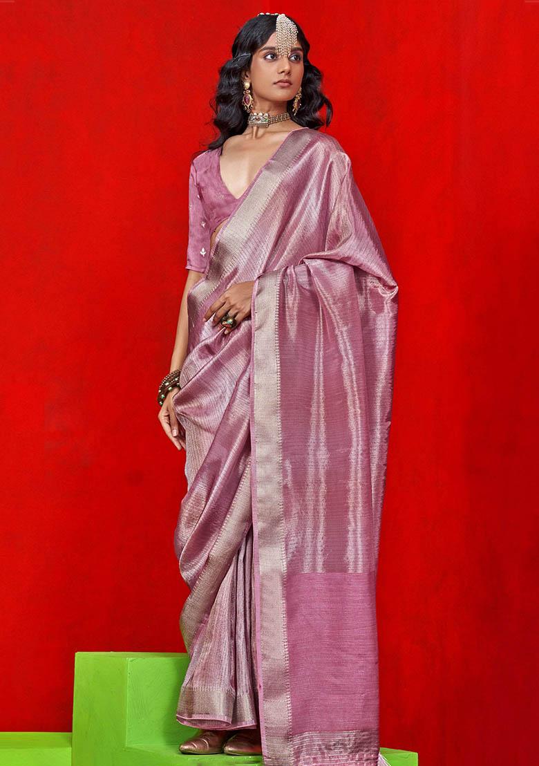 Purple Zari Weaving Silk Sarees